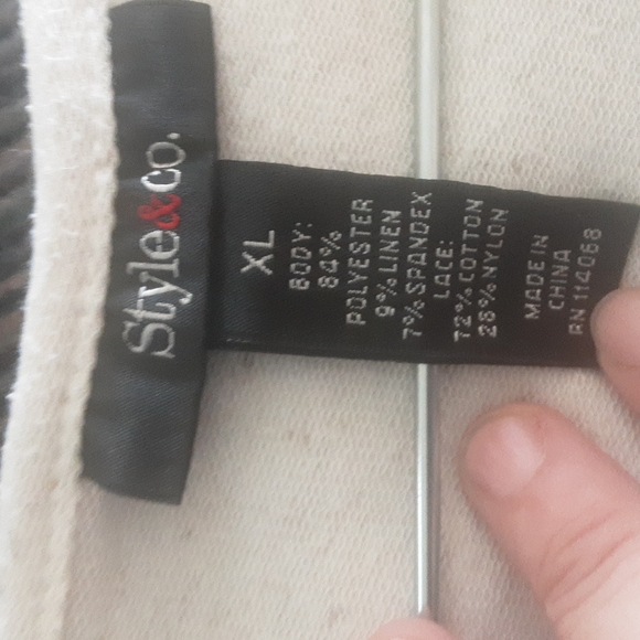 Style & Co Linen Lace Studs " Wish" Top Sz XL - Picture 8 of 8